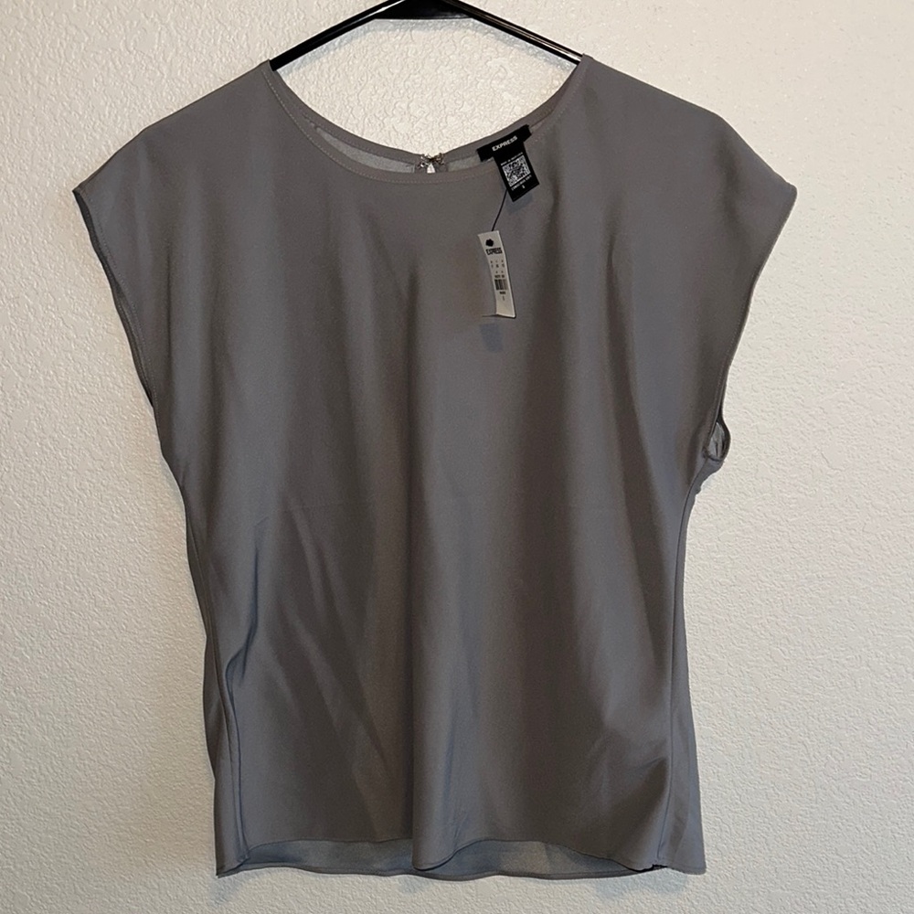 Express Gray Cap Sleeve Boxy Blouse